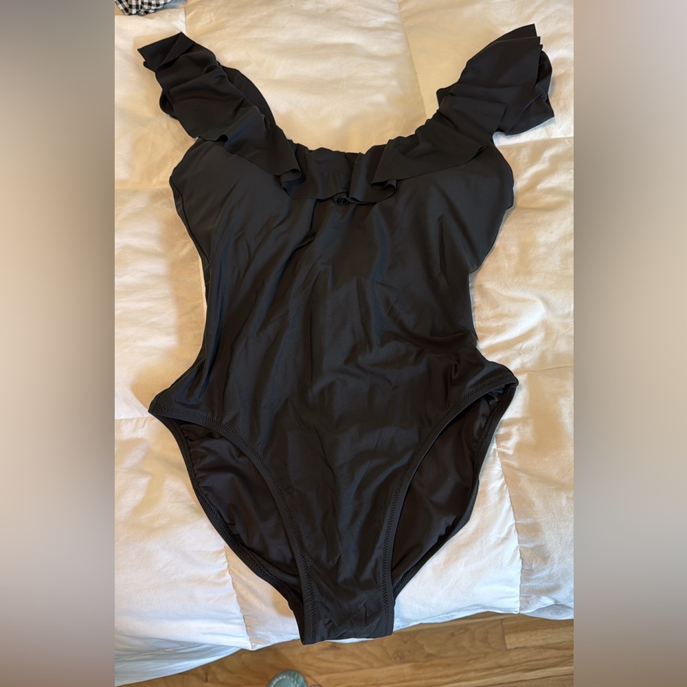 NWT J. Crew women’s ruffle trim scoop back swimsuit size 8